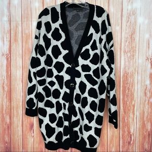 Ann Taylor Sweaters | Ann Taylor Long Animal Print Cardigan Sweater (L) | Color: Black/White | Size: L | Heidys_Closet's Closet